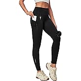 Heathyoga Fleece Lined Leggings Women with Pockets Water Resistant Thermal Leggings Winter Warm Yoga Pants Hiking Running