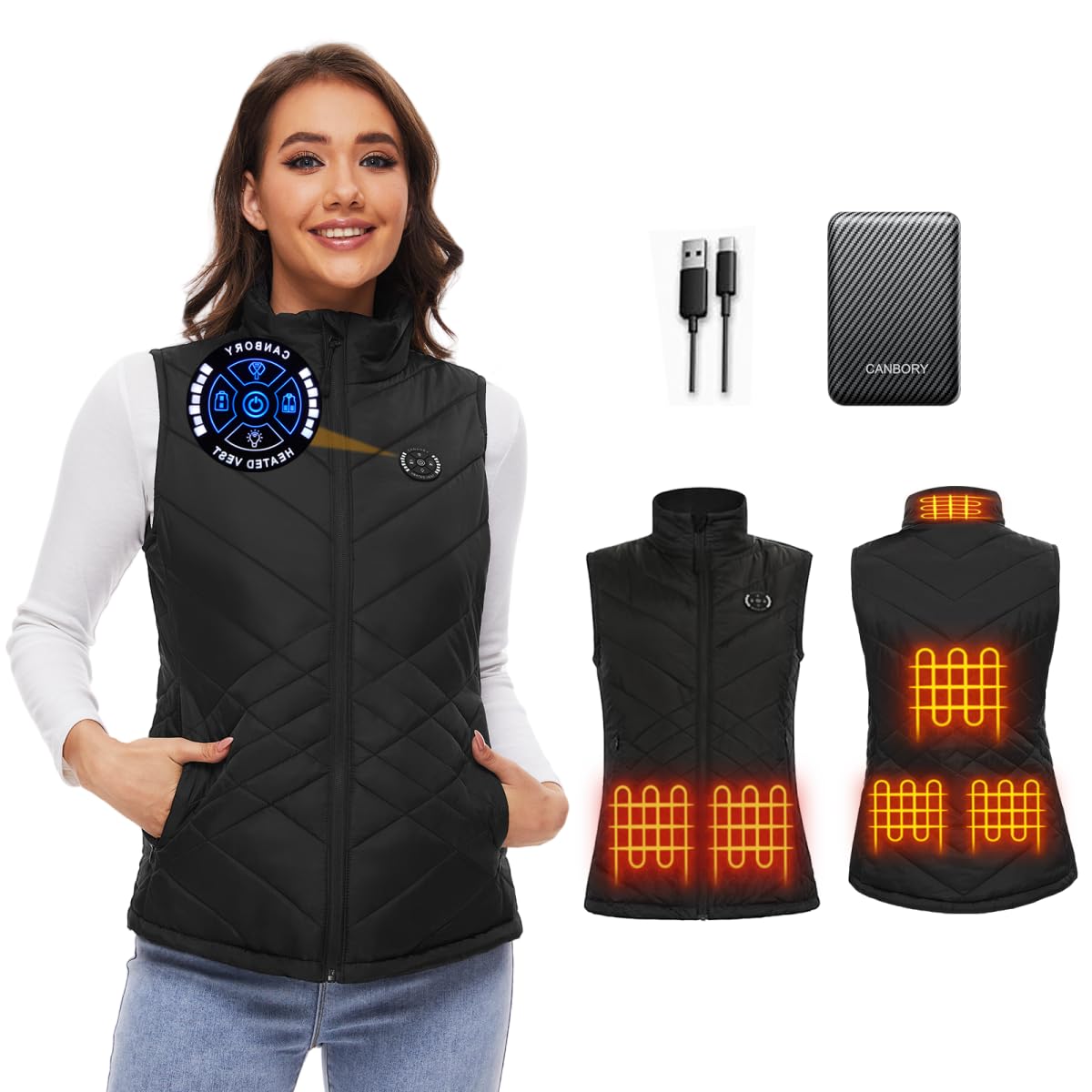 Photo 1 of CANBORY Heated Vest Women with Battery Pack Included, 5IN1 Controller Warming Slim Fit Electric Heating Jacket Vests