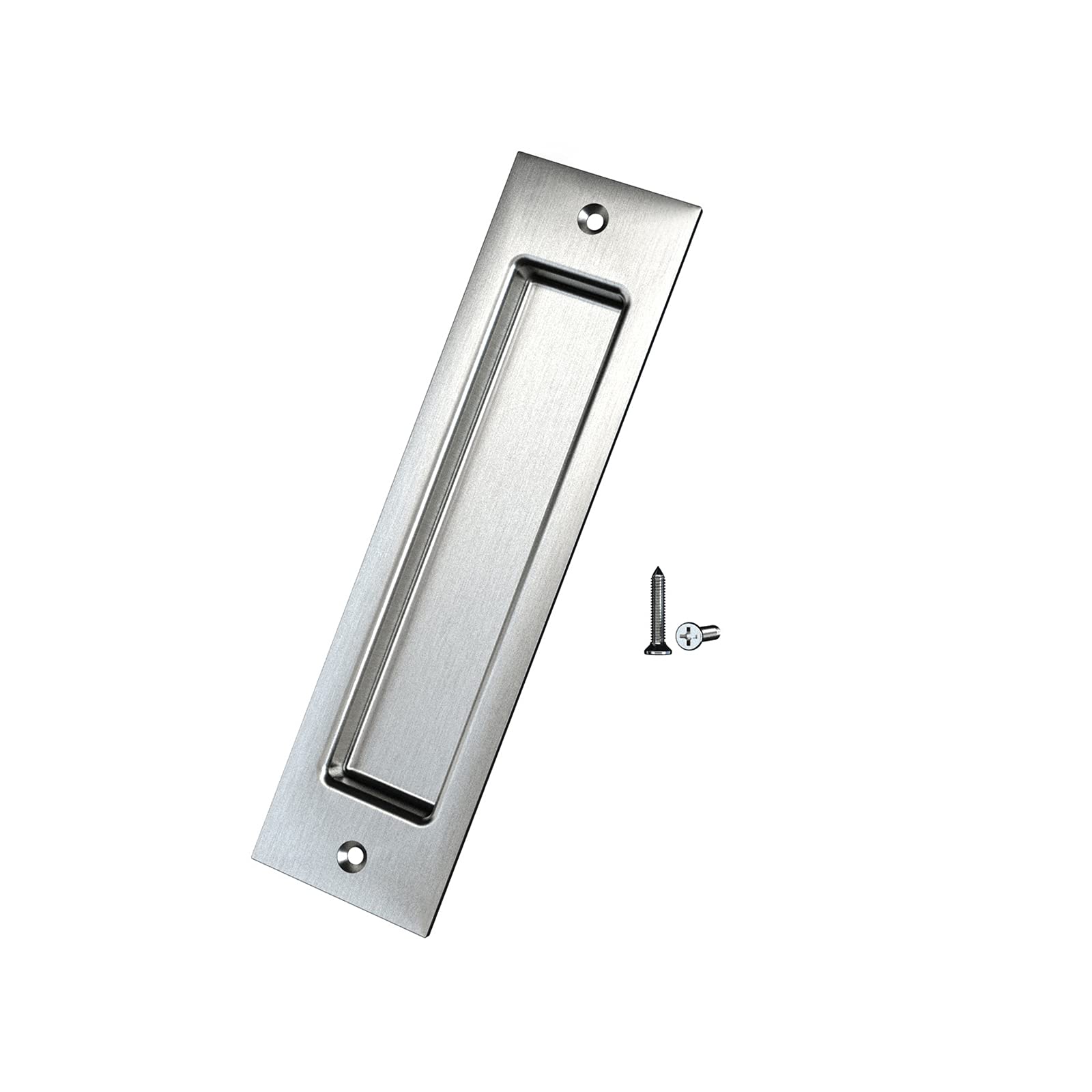 BARNSMITH Sliding Door Handle Flat Flush Closet Cabinet & Drawer Door Pull Handle, Satin Nickel Steel Barn Door Recessed Finger Pull