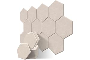JBER Hexagon Sound Proof Foam Panels, Acoustic Foam Panels Sound Proof Foam Panels, 14" X 12" X 0.4" High Density Acoustic Treatment for Studio, Home, Office12 Pack - Camel