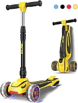 LOL-FUN 3 Wheel Kids Scooter Foldable Lean-to-Steer LED Wheels 4 Height