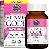 Garden of Life Multivitamin for Women, Vitamin Code Raw One for Women, Once Daily Women's Multi - 30 Capsules, One a Day Vitamins Whole Food Iron, Probiotics for Womens Health, Gluten Free Vegetarian