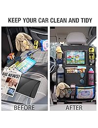 MZTDYTL   Organizador de asiento trasero para coche con soporte para tabletas con pantalla táctil y 9 bolsillos de almacenamiento, protectores para asiento trasero de coche, gran accesorio de viaje para niños y niños (2 unidades)