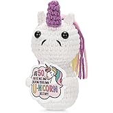 AGIFTMIND Positive Crochet Unicon Animals 40th 50th 60th Birthday Gifts for Women Friends Coworkers Handmade Emotional Doll (50th)