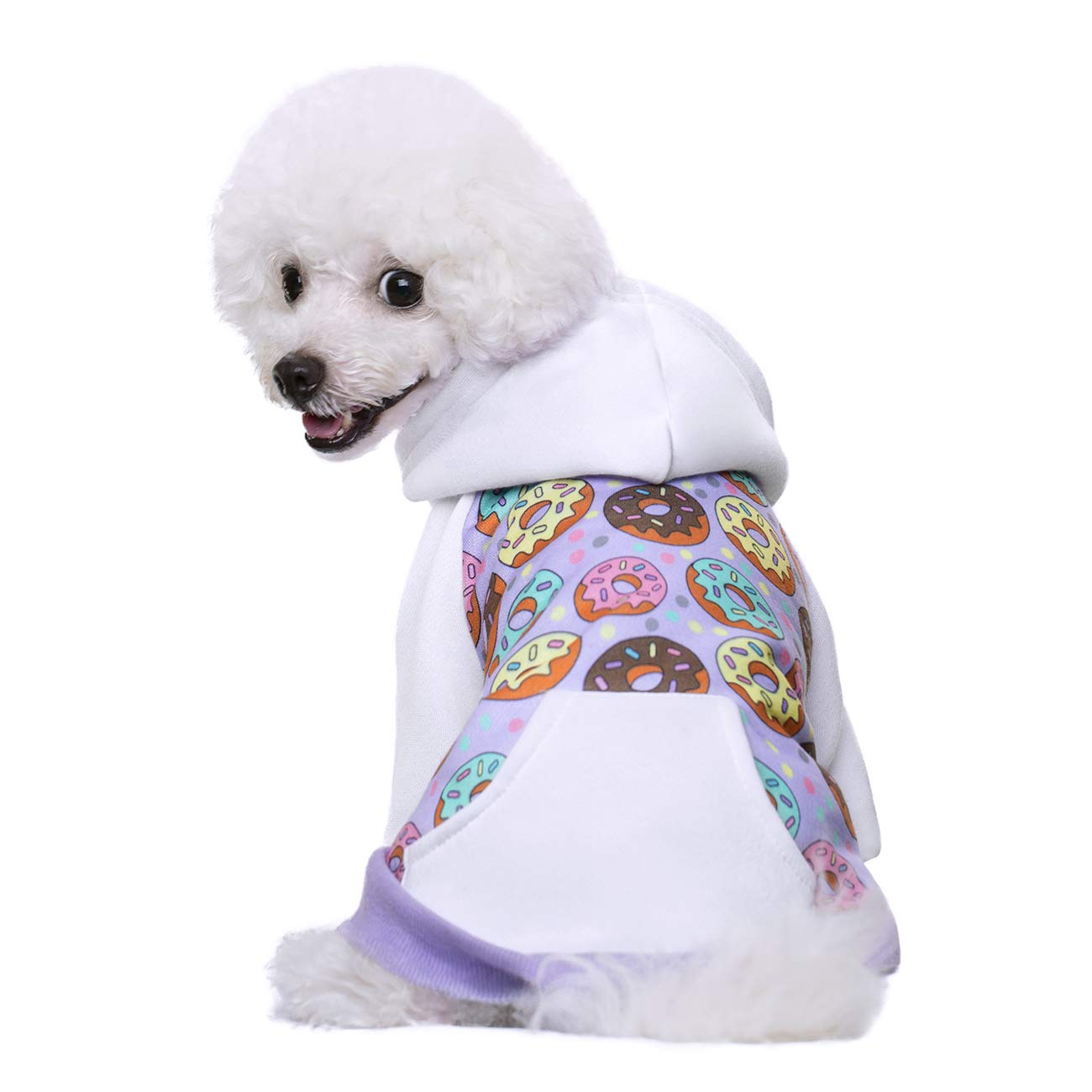 Miaododo Puppy Dogs Hoodie,Hooded Dog Clothes Sweatshirt, Warm Chihuahua Clothes For Small Medium Pet Dog Cat，With Real Pocket (M, Purple)