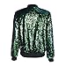 HaoDuoYi Womens Casual Lightweight Sequin Zipper Bomber Jacket