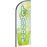 Lemonade Feather Flag for Business Advertising 6 FT Swooper Flag for Storefronts Retailers Shops Food Trucks Events and Fairs (Flagpole Not Included)