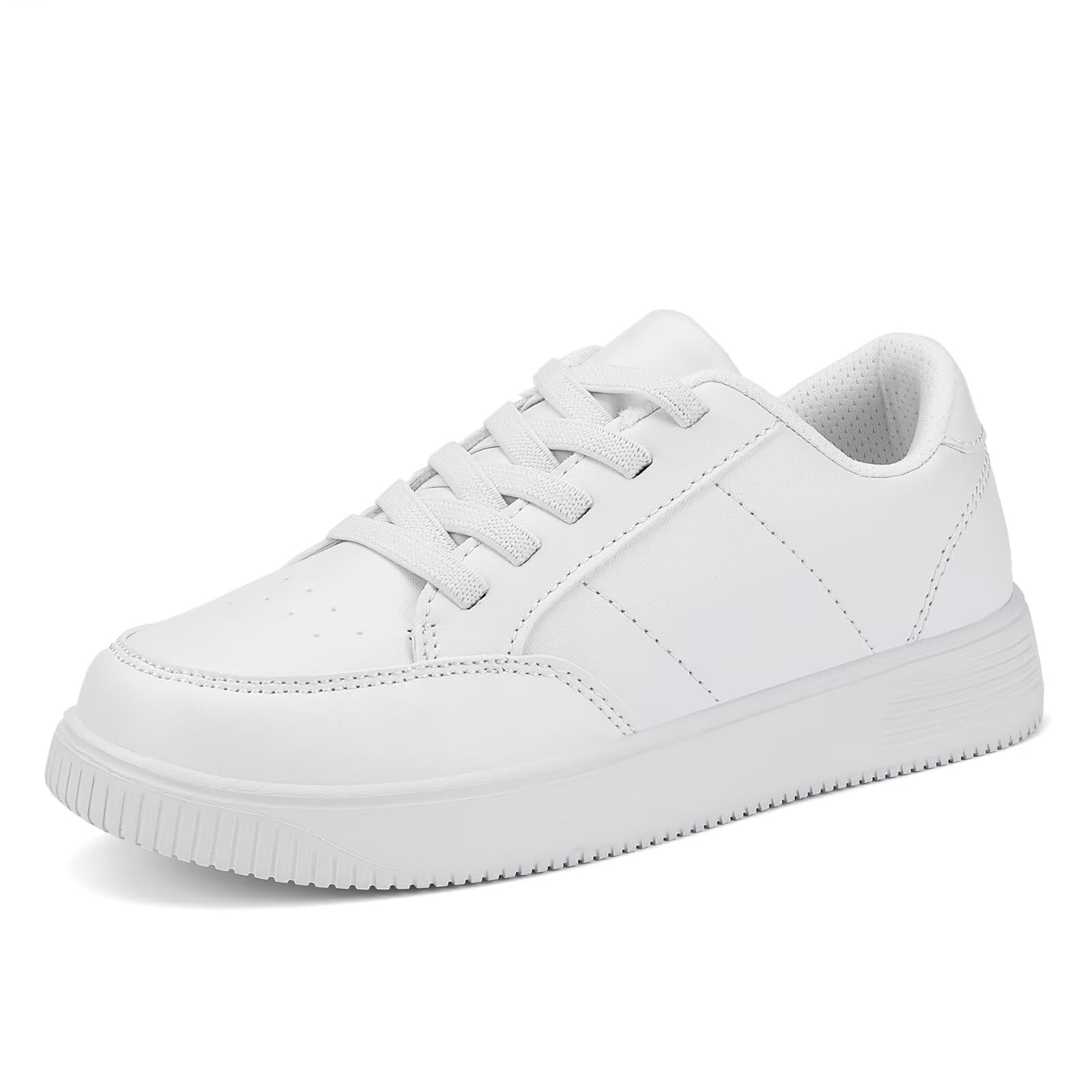 Photo 1 of DSWED White Kids Shoes for Boys Girls Leather wear Athletic Fashion Sneakers Tennis Running Shoes Little Kid Size 2 M US