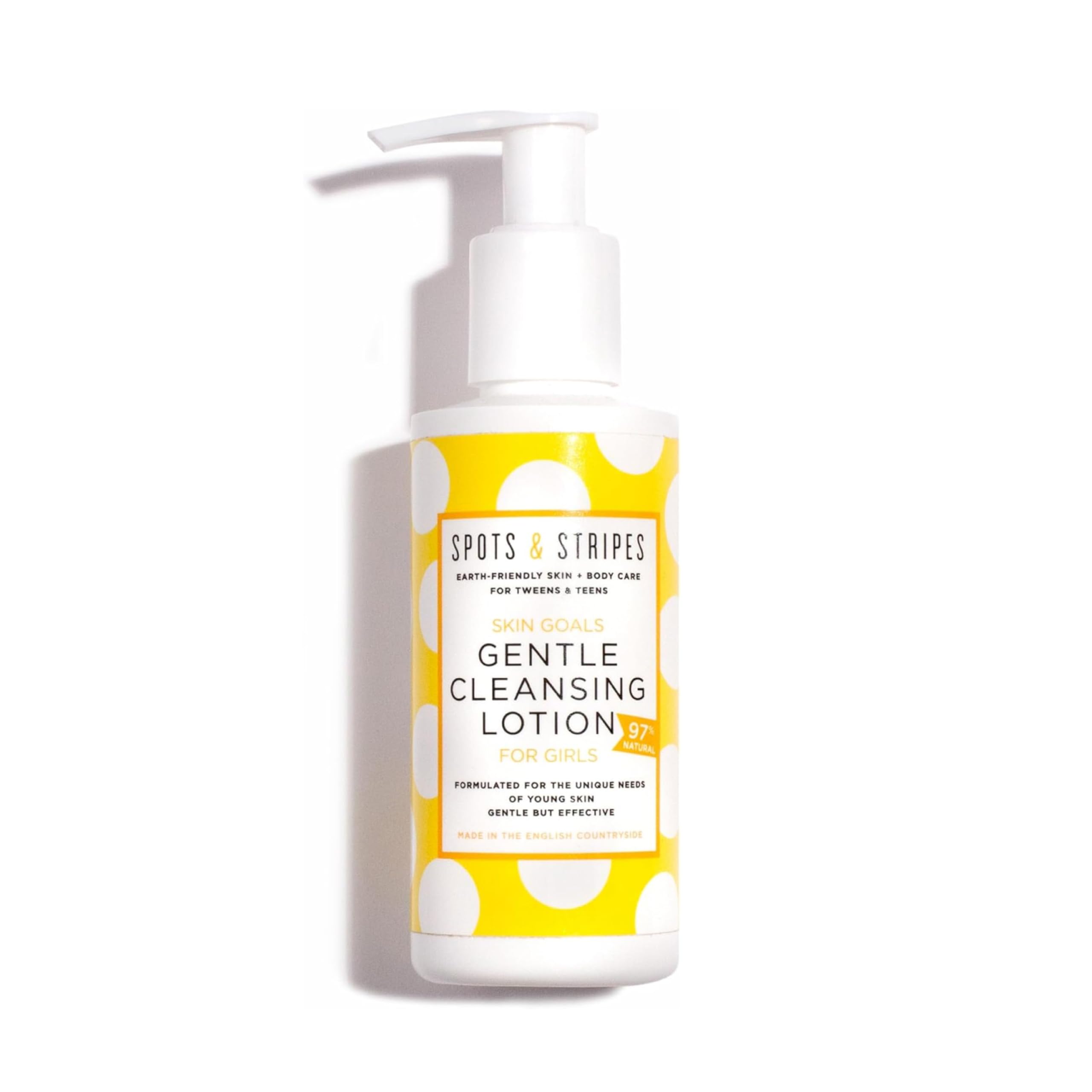 Spots & Stripes - Skin Goals Gentle Cleansing Lotion for Girls, the Perfect Starter Face Wash for Teen and Young Skin, with Virgin Coconut, Kukui and Chamomile, Super-Gentle, Combats Blemishes (150ml)