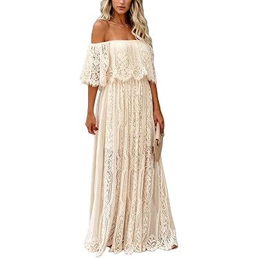 casual wedding dresses amazon Findlovewedding Wedding Dresses for Bride with Lace Appliques Chiffon A  Line Women Dress Long Sleeves Beach Bride Dress US 2 Off-White at Amazon  Women's Clothing store