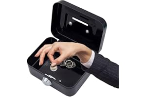 Money Box with Key | Key Lock Security Box Mini Safe Lock Metal Cash - Money Safe Cash Metal Coin Bank Portable for Daily Sal