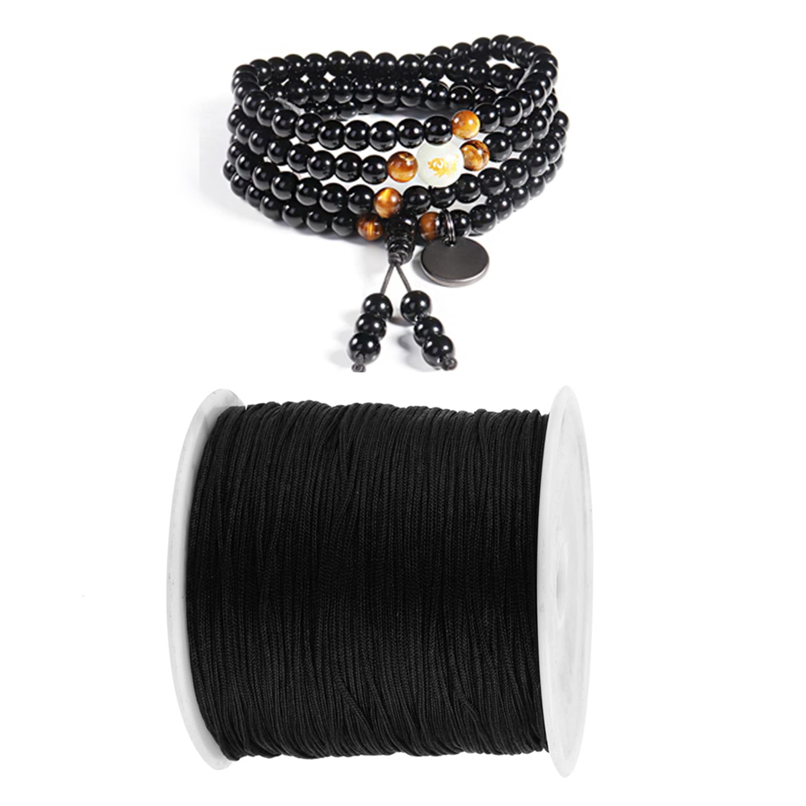 100M x 0 8mm Nylon Chinese Knot Cord Macrame Bracelet Making Rattail Macrame Thread String Nylon Beading Cord DIY Bracelets and Necklaces Jewelry Making Black
