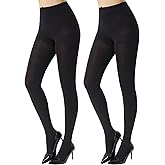 MANZI Women's 2 Pairs Super Opaque Tights for Women 120 Denier Control Top
