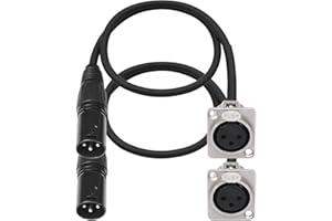 Gugxiom 2 Pack XLR Pass Through Cable, No Solder D Type XLR Famale to Male, for Stage Box, Patch Panel, Floor Box (Black)