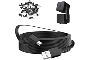 delilyn 25FT/7.5M Power Extension Cable Compatible with WYZE Cam Pan V3, 90 Degree Micro USB Extension Charging Cable for Your WYZE Cam Pan V3 Continuously, L-Shaped Flat Power Cord- Black