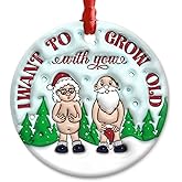 CHOANG Funny Ornaments for Older Couples, Husbands, Wifes - Ceramic Ornament for Christmas - I Want to Grow Old with You Gift for Him, Her - Newly Couple Anniversary Keepsake