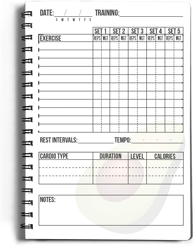 Workout Log Gym - 6 x 8 Inches - Gym, Fitness, and Training Diary - Set Goals, Track 100 Workouts and Record Progress - AVO Green : Sports & Outdoors