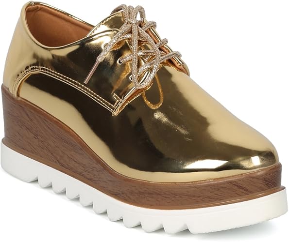 gold platform oxfords
