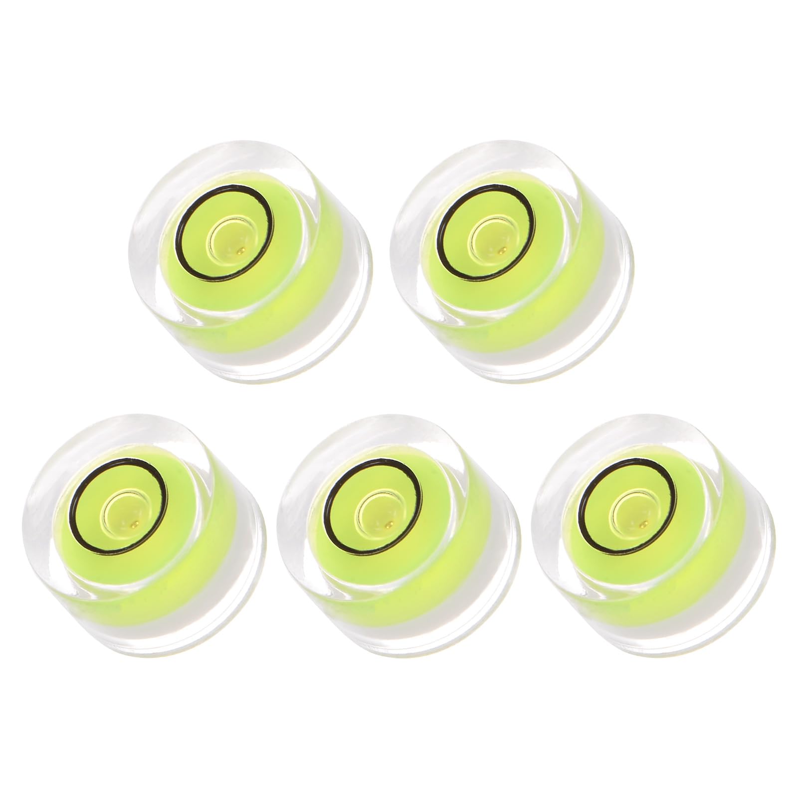 Kozelo 5pcs Small Circular Bubble Spirit Levels - [10mm Diameter 6mm Thickness] Mini Round RV Level Leveling Tools for Travel Trailer Turntable Camera, Lime