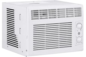 GE AHEC05AC Air Conditioner for Window, 5,000 BTU Easy Install Kit Included, Dual Mechanics Fan Power and Temperature Control