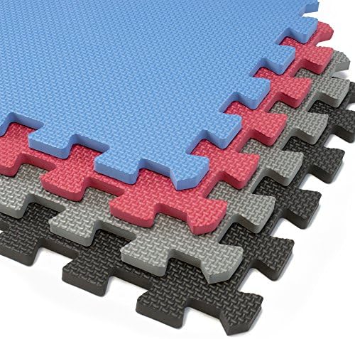 Interlocking Foam Mats | Thick EVA Exercise Flooring | Soft &amp; Non Toxic Kids Play | Puzzle for Children &amp; Baby Room | Yoga Squares Babies Garage Gym Anti-Fatigue Rubber Fitness Board (Red)