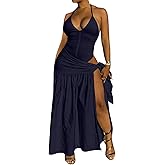 2 Piece Outfits for Women Sexy Maxi Skirt Set Summer Halter Backless Tops Wrap Skirt Beach Vacation Outfits