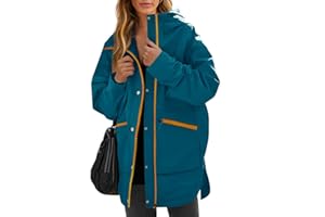 Yousify Womens Waterproof Rain Jackets Raincoat Hooded Lined Windbreaker Trench Coat With Pockets for Outdoor Hiking