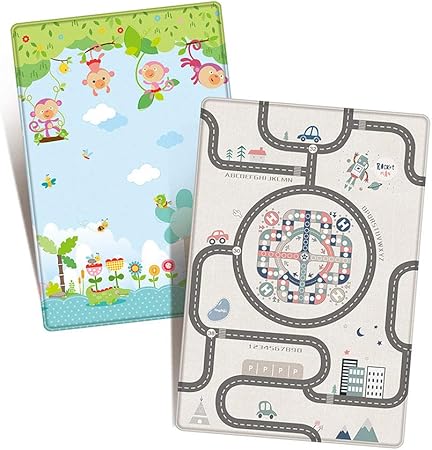 Lulalula Tapis Jeu Pour Enfants Tapis De Jeu Double Epaisseur Cote Impermeable Soie Ldpe Tapis Pour Bebe Ideal Pour Le Gattonamento Extra Large 0 X 180 X 1 Cm Decoration De Chambre