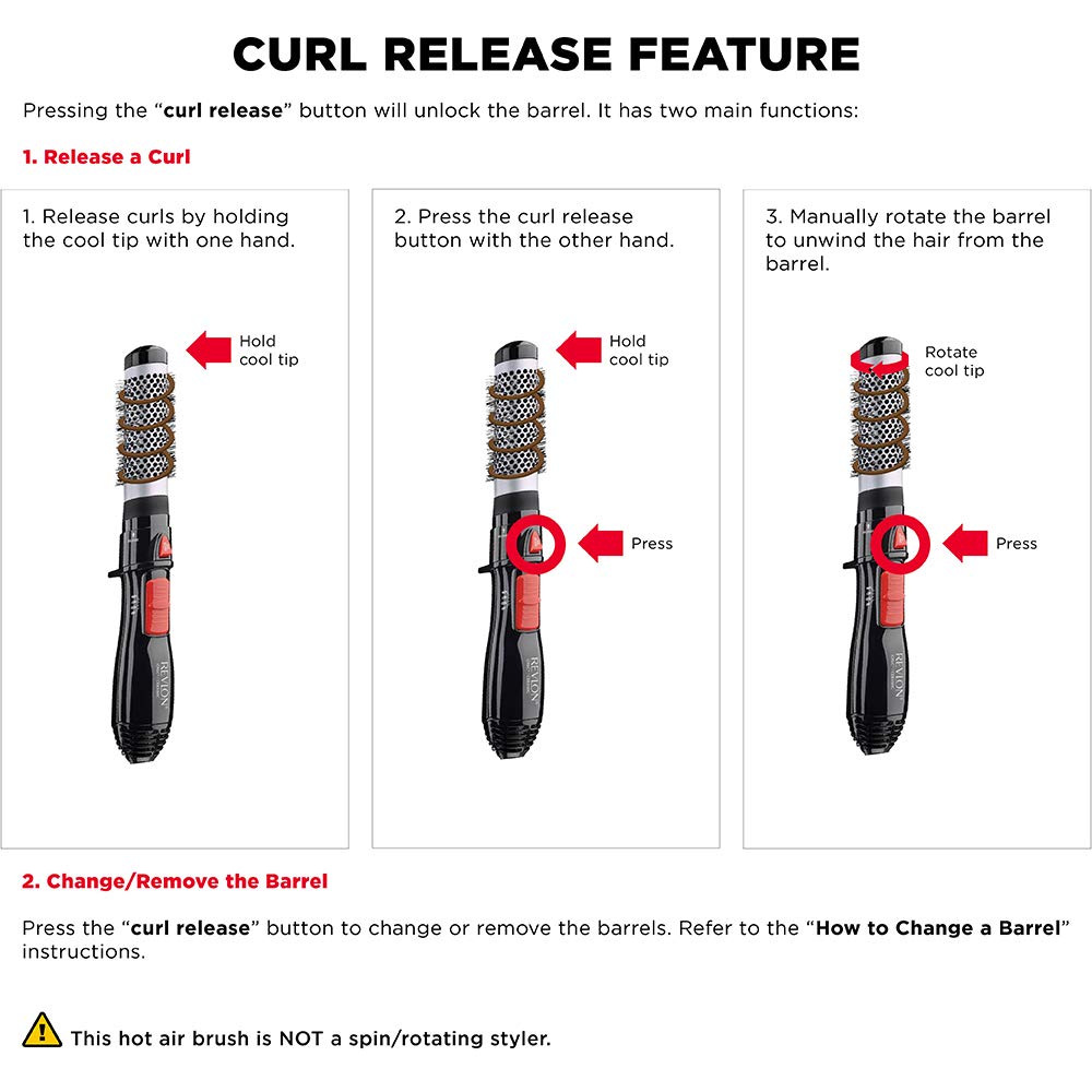 Revlon Ceramic Hot Air Brush Kit with 1 Inch And 1-1/2 Inch Brush Attachments : Revlon Hair Dryer Brush : Beauty