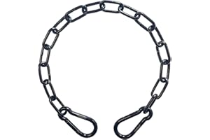 PNKPET 20 inches Heavy Duty Chain Link Fence Gate Chain 900lbs Capacity - Stainless Steel Chain Locks for Outside, Metal Chain for Horses Goats Dogs Stall Barns and Fence Gates, Black