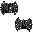 Adonai Hardware Gamul Antique Cast Iron Heavy Duty Vintage Cabinet Butterfly Hinges for Barn Doors, Cupboards, Kitchen, Sheds, Wooden Jewelry Box, Cases, Furniture, Chest and Trunks (2, Matte Black)