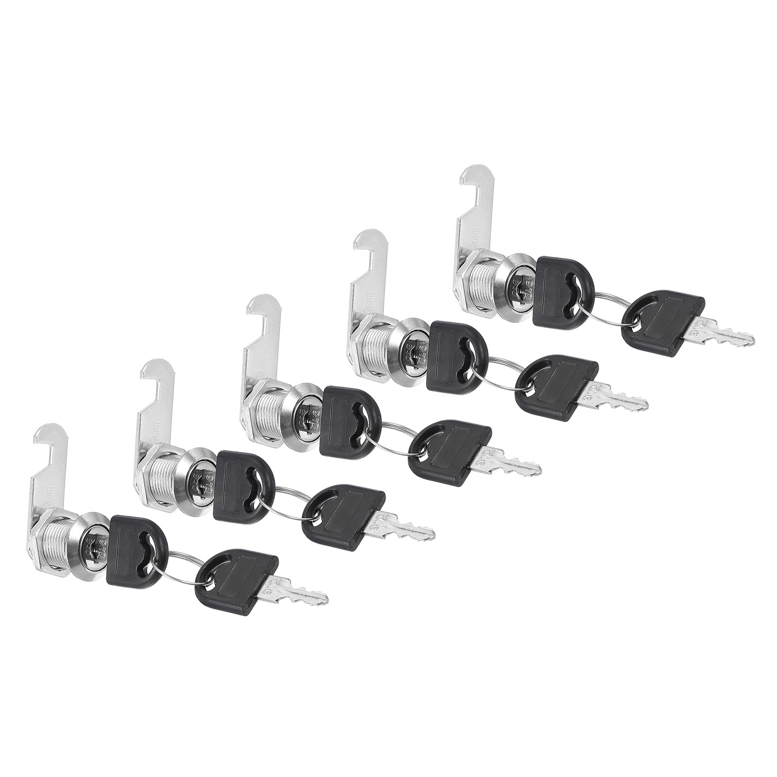 PATIKIL Cabinet Drawer Lock with Keys 5 Pcs 7/9" (20mm) Keyed Different Zinc Alloy Security Lock Cylinder Cam for Door Cupboard Household Mailbox Office Silver