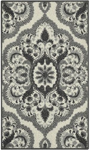 Maples Rugs Vivian Medallion Kitchen Rugs Non Skid Accent Area Carpet Made In Usa] 18 X 210 Grey