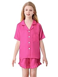 Umeyda Girls Satin Silky Collar V Neck Ruffle Short