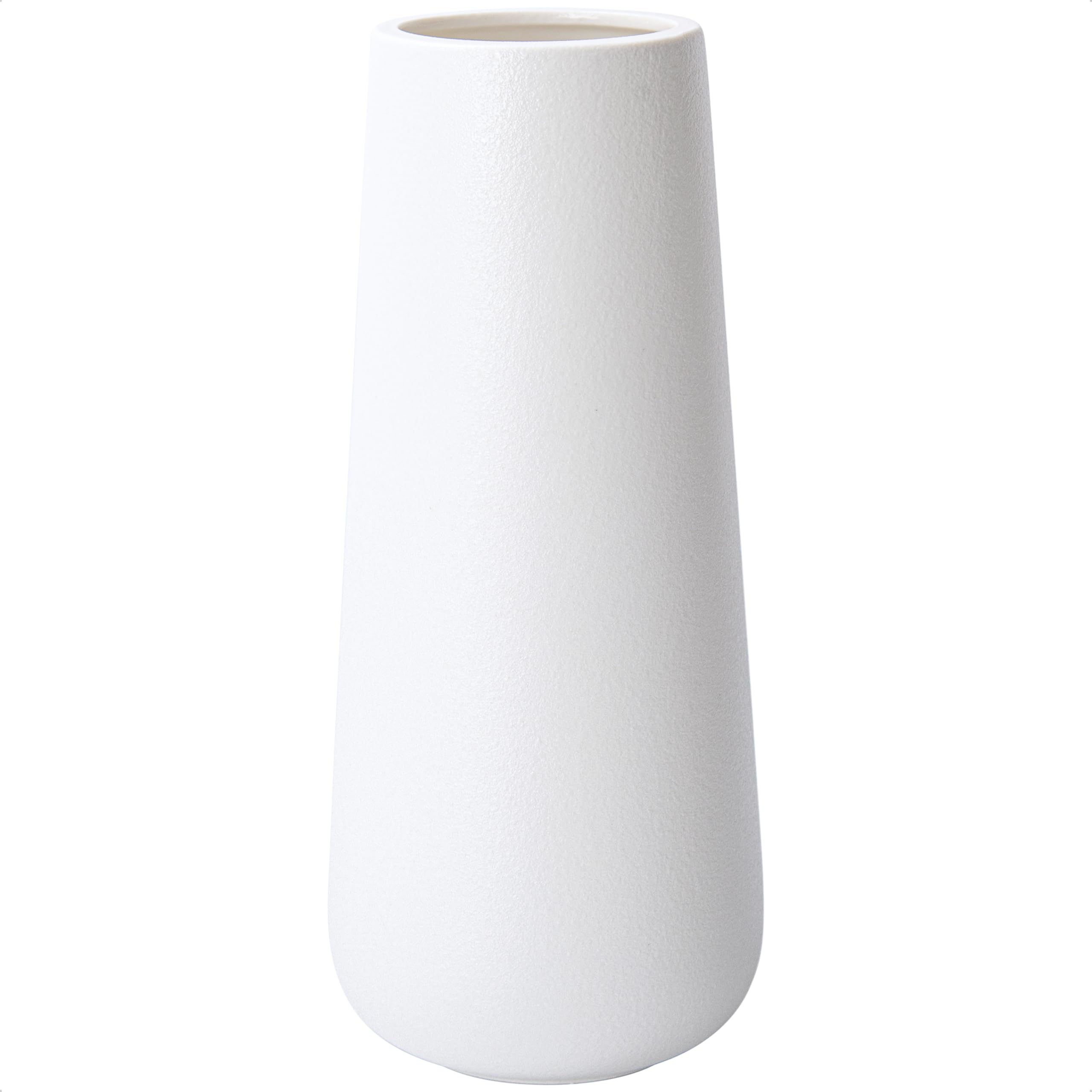 11 Inch Snow White Ceramic Flower Vase for Home Décor, Design Box Packaged