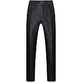 MOGU Mens Tuxedo Suit Pants for Wedding Party Jacquard Floral Design