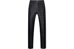 MOGU Mens Tuxedo Suit Pants for Wedding Party Jacquard Floral Design