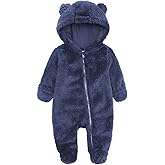 Babymine Newborn Baby Jumpsuit Hooded Fleece Rompers Long Sleeve Onesie Outwear Outfits