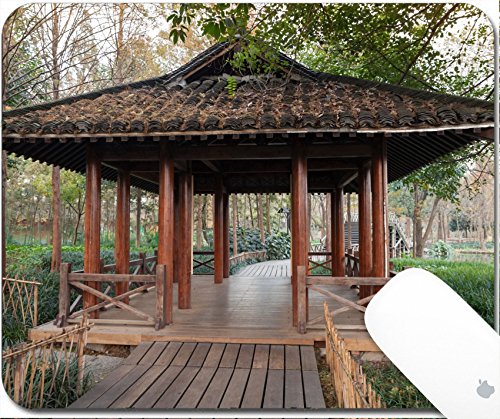 Luxlady Gaming Mousepad 9.25in X 7.25in IMAGE: 34522541 Wooden pathway and traditional Chinese G ...