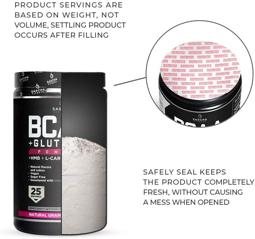 Sascha Fitness BCAA 4:1:1 + Glutamine, HMB, L-Carnitine, HICA | Powerful and Instant Powder Blend with Branched Chain Amino Acids (BCAAs) for Pre, Intra and Post-Workout (Natural Mango Coconut Flavor): Health & Personal Care