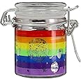 Ted Miller Innovation Airtight Glass Mini 2.5'' tall Storage Jar with Clamping Lid (Rainbow Space), SJM44, Silver