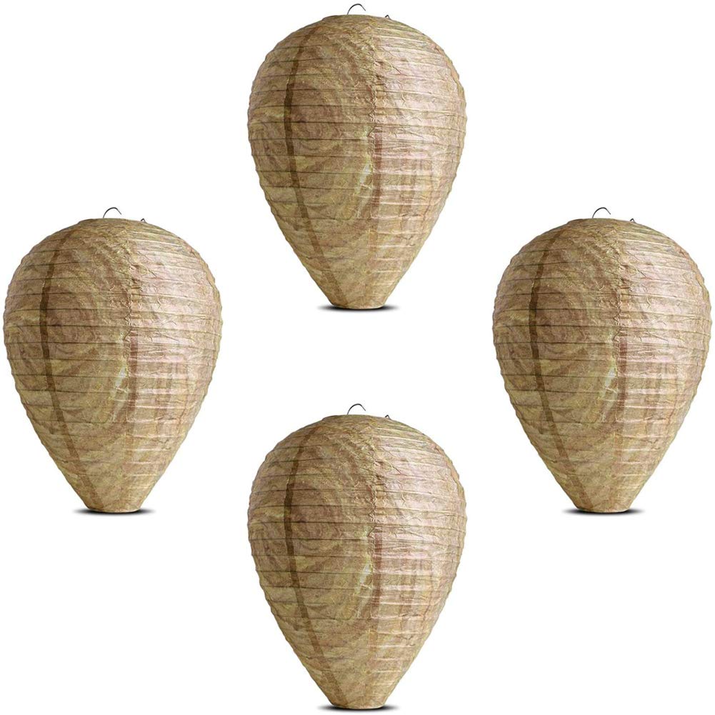 Rubywoo&chili 4 Pack Fake Wasp Nest, Hanging Wasp Control Wasp Nest Decoy