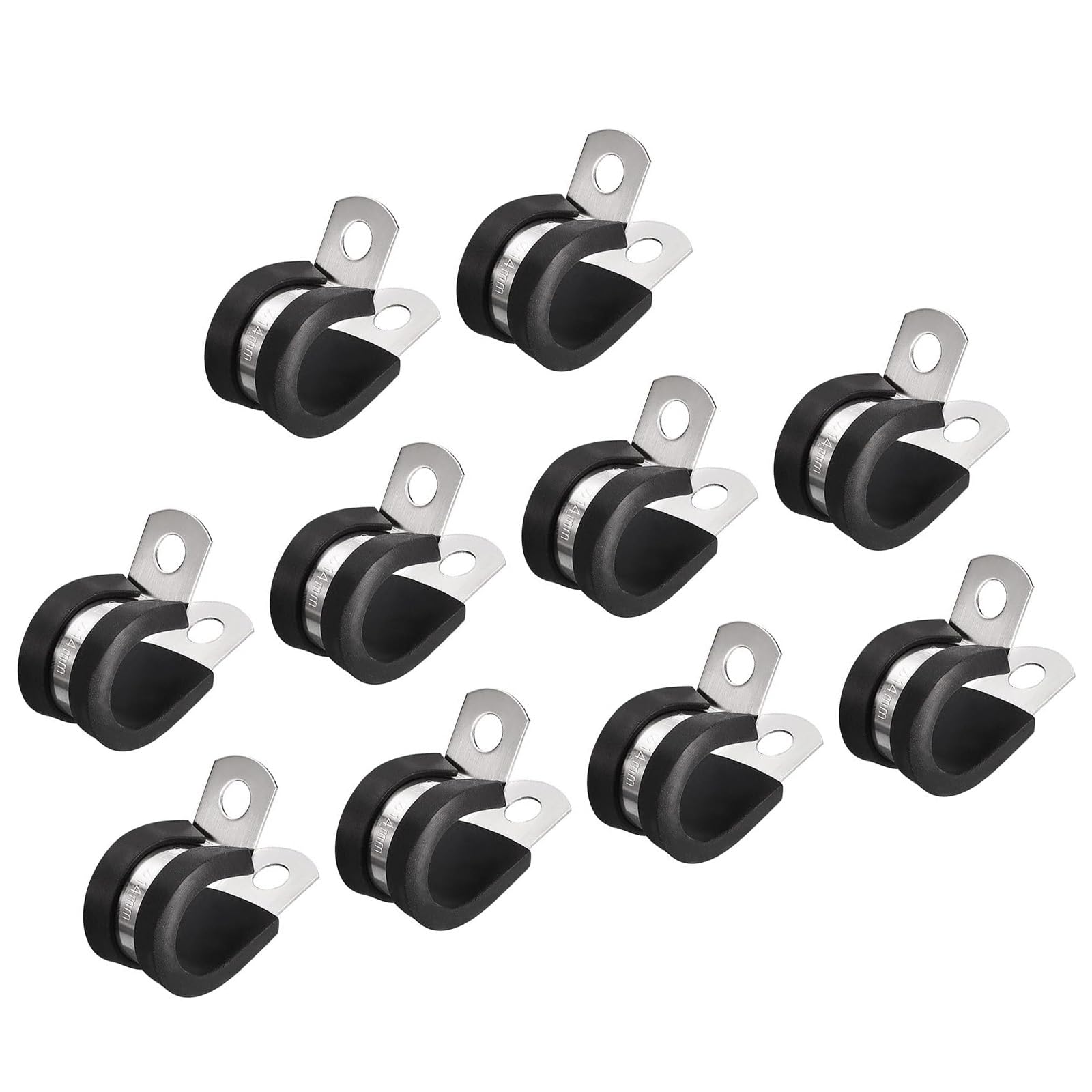 MACHSWON 20Pcs 9/16 Inch(14mm) Cable Clamp, Rubber Cushioned Insulated Clamp 304 Stainless Steel R Shape Bracket Metal Pipe Clamp Tube Holder for Wire Hose Tube