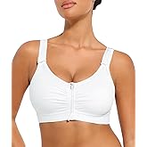 SHAPEBUS Zip Front Closure Everyday Bra for Women Post Surgery Compression Bras with Adjustable Straps Wirefree