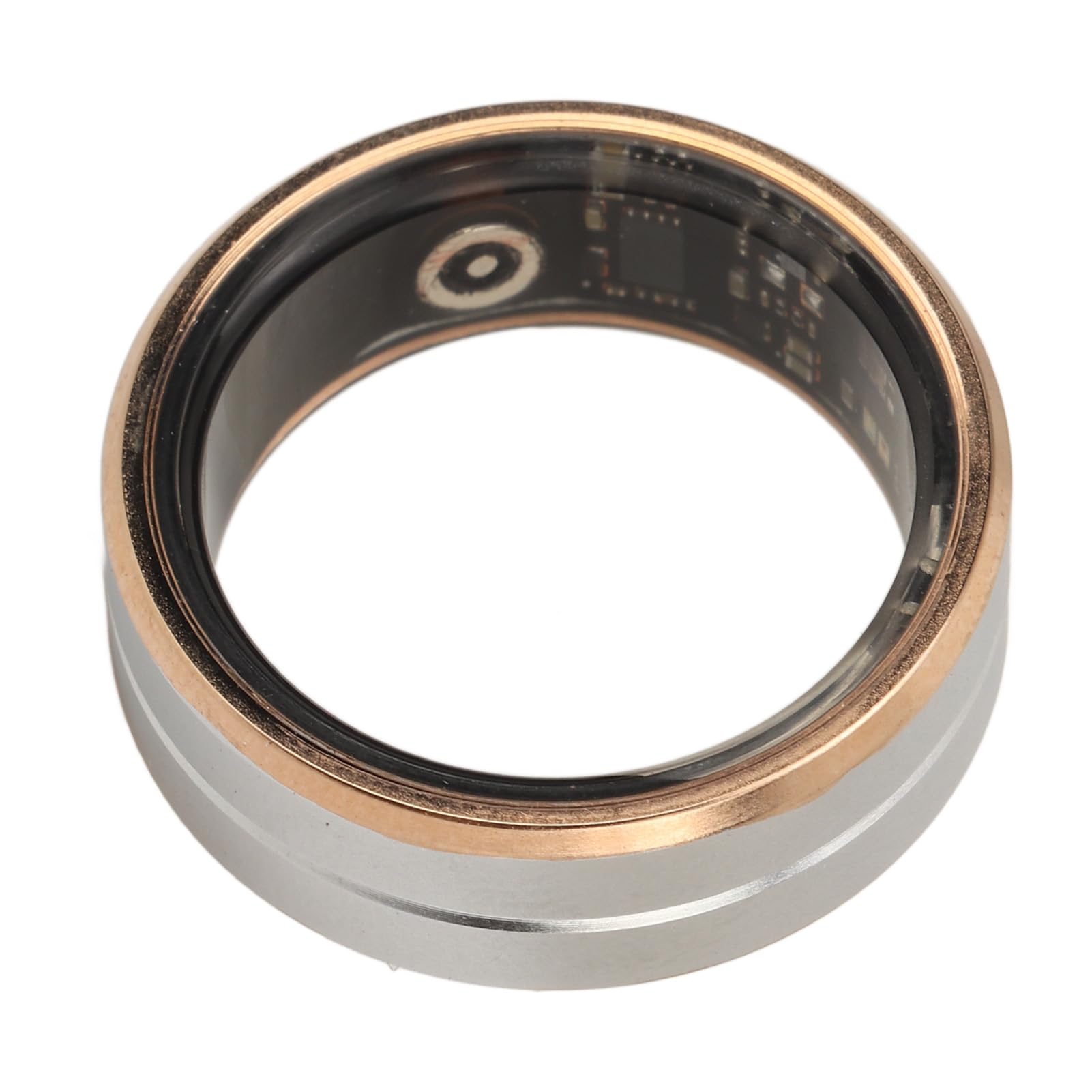 Smart Ring Fitness Tracker, Remote Camera Control Smart Health Ring with APP for Step Counting for Men Silver Gold (Size 9)