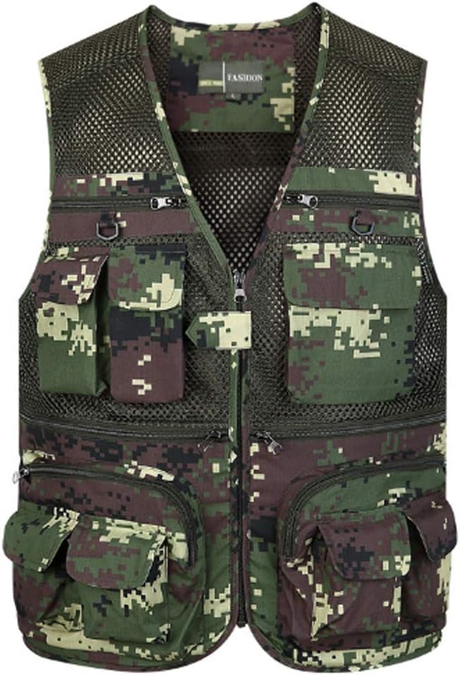Huicai Men's Multi-Pocket Camouflage Reporter Photographer Hunting Vest Jacket