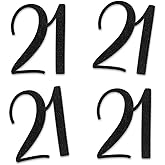 Black Glitter 21 Cut-Out Numbers, 21st Birthday Party Anniversary Decorations DIY Essentials