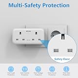 Mscien UK to European Travel Adapter Plug 3 USB 2 Way Extension Socket Type E F view 7