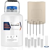 Bonvoisin 6L Liquid Nitrogen Container, LN2 Tank Cryogenic Dewar, Aluminum Alloy Semen Tank with 6 Canisters Carry Bag