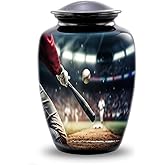 Baseball Cremation Urn for Adult Ashes – Full Size Sports Memorial Urn – Baseball Lovers Funeral Tribute Urn Up to 210 lbs with Velvet Bag (Large)